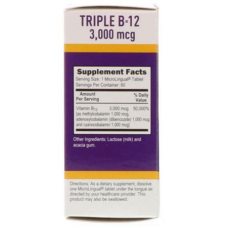 B12, Vitamin B, Vitaminer, Kosttillskott: Superior Source, Triple B-12, 3,000 mcg, 60 MicroLingual Instant Dissolve Tablets