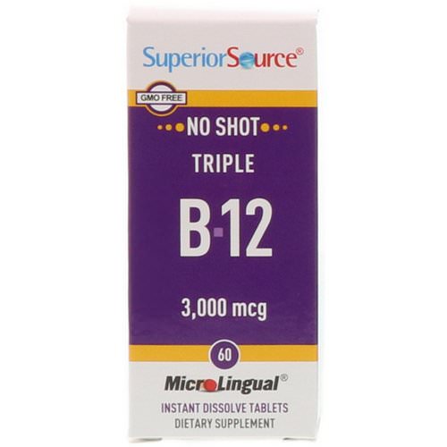 Superior Source, Triple B-12, 3,000 mcg, 60 MicroLingual Instant Dissolve Tablets Review