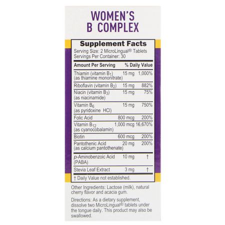 Vitamin B-Komplex, Vitamin B, Vitaminer, Kosttillskott: Superior Source, Women's B Complex, 60 MicroLingual Instant Dissolve Tablets