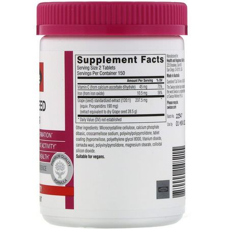 Druvfrö Extrakt, Antioxidanter, Kosttillskott: Swisse, Ultiboost, Grape Seed, 14,250 mg, 300 Tablets