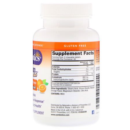 Colostrum, Digestion, Supplements: Symbiotics, Colostrum Plus, Orange Creme, 120 Chewable Tabs