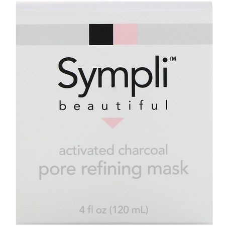 Träkol Eller Aktiverat Träkol, Fläckmaskar, Akne, Peeling: Sympli Beautiful, Activated Charcoal Pore Refining Mask, 4 fl oz (120 ml)