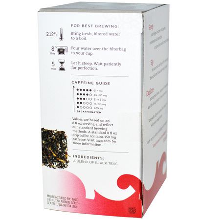 Engelska Frukostte, Svart Te: Tazo Teas, Awake English Breakfast, Black Tea, 20 Filterbags, 1.8 oz (51 g)