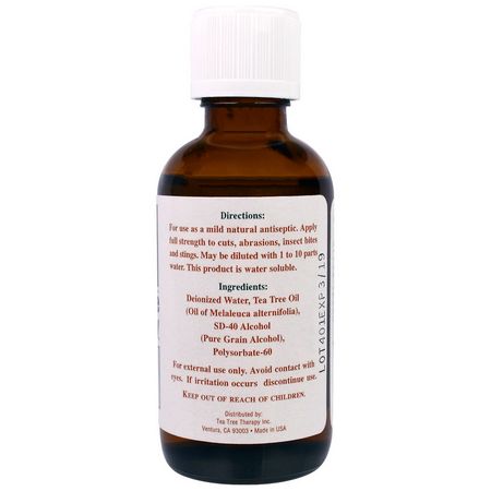 Hudbehandling, Tea Tree Oil Topicals, Massage Oljor, Kropp: Tea Tree Therapy, Tea Tree Oil, 2 fl oz (60 ml)