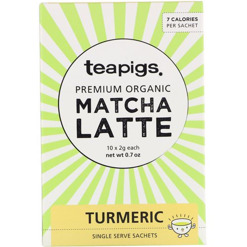 TeaPigs, Premium Organic Matcha Latte, Turmeric, 10 Sachets, 0.7 oz Review