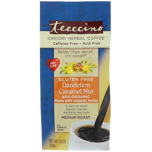 Teeccino, Chicory Herbal Coffee, Dandelion Medium Roast, Caramel Nut, Caffeine Free, 10 oz (284 g) Review