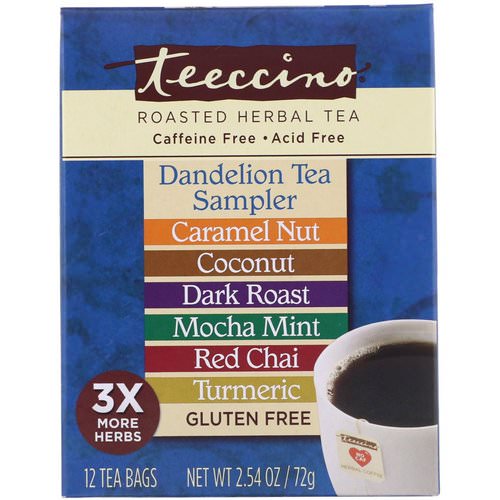 Teeccino, Roasted Herbal Tea, Dandelion Tea Sampler, 6 Flavors, Caffeine Free, 12 Tea Bags, 2.54 oz (72 g) Review