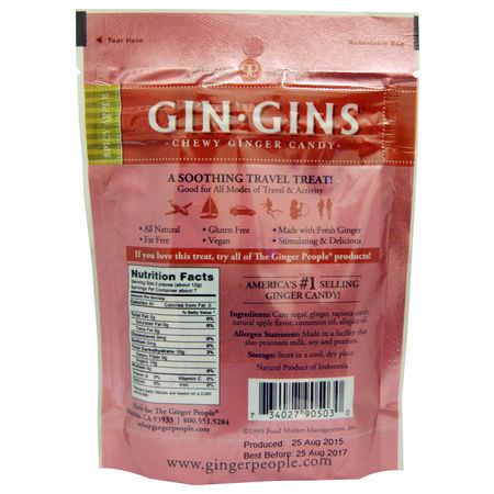 Godis, Choklad, Ingefära Livsmedel, Supermat: The Ginger People, Gin·Gins, Chewy Ginger Candy, Spicy Apple, 3 oz (84 g)