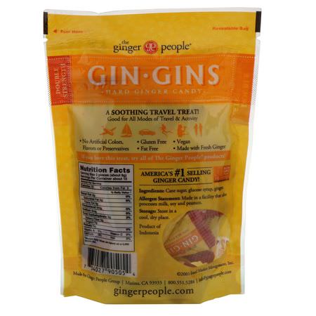Godis, Choklad, Ingefära Mat, Supermat: The Ginger People, Gin Gins, Hard Ginger Candy, Double Strength, 3 oz (84 g)