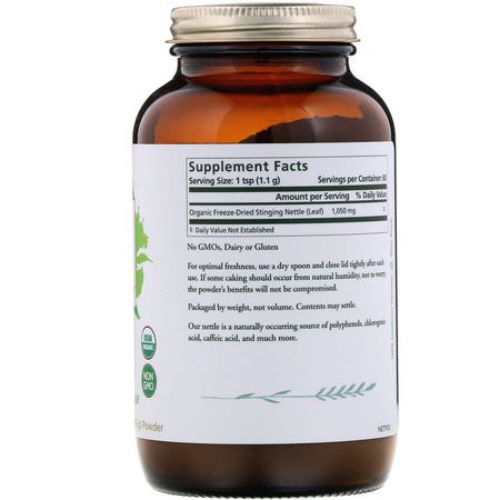 Nässlor, Homeopati, Örter: The Synergy Company, Nettle, Organic Freeze-Dried Leaf Powder, 2.3 oz (65 g)