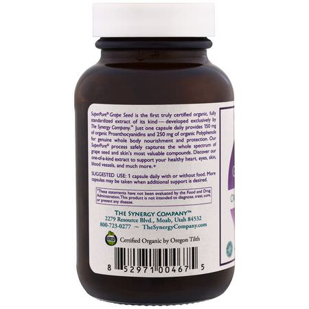 The Synergy Company Grape Seed Extract - Druvfrö Extrakt, Antioxidanter, Kosttillskott