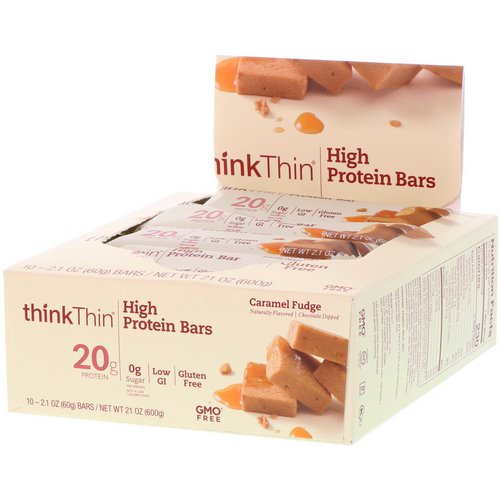 ThinkThin, High Protein Bars, Caramel Fudge, 10 Bars, 2.1 oz (60 g) Each Review
