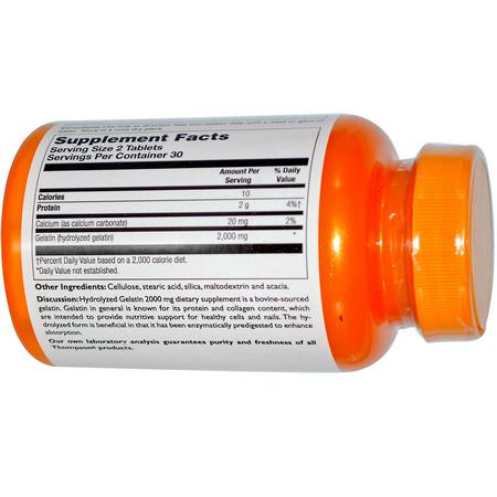 Gelatin, Naglar, Hud, Hår: Thompson, Hydrolyzed Gelatin, 2000 mg, 60 Tablets