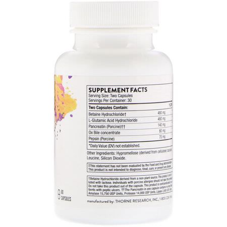 Digestive Enzymer, Digestion, Supplements: Thorne Research, Bio-Gest, 60 Capsules