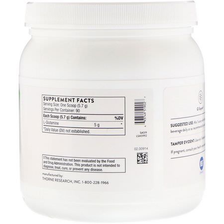 L-Glutamin, Aminosyror, Kosttillskott: Thorne Research, L-Glutamine Powder, 1.1 lbs (513 g)