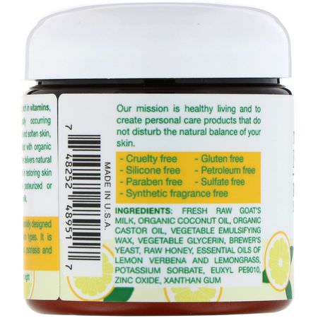 Body Butter, Bath: Tierra Mia Organics, Body Butter, Raw Goat Milk, Skin Therapy, Lemon Verbena, 4 fl oz (113 g)