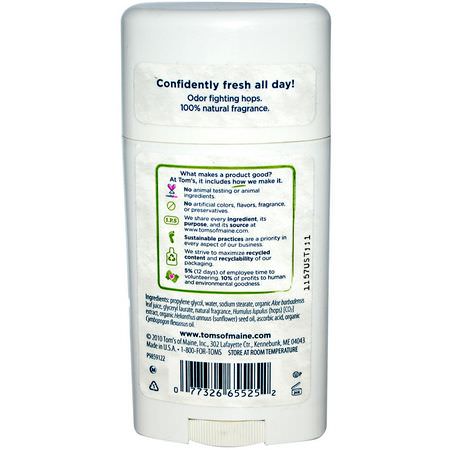 Deodorant, Bath: Tom's of Maine, Natural Long Lasting Deodorant, Aluminum-Free, Soothing Calendula, 2.25 oz (64 g)