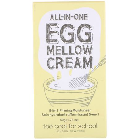 K-Beauty Moisturizers, Krämer, Ansiktsfuktare, Skönhet: Too Cool for School, All-in-One Egg Mellow Cream, 5-in-1 Firming Moisturizer, 1.76 oz (50 g)