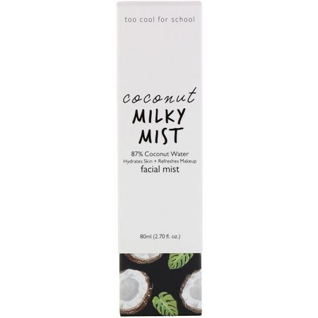 Face Mist, K-Beauty Moisturizers, Krämer, Face Moisturizers: Too Cool for School, Coconut Milky Mist, Facial Mist, 2.70 fl oz (80 ml)