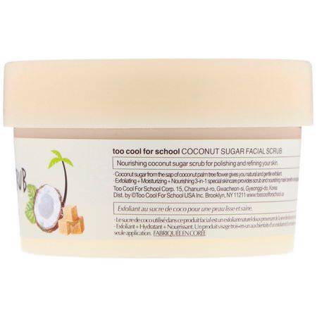 Scrub, Exfoliators, K-Beauty Cleanse, Scrub: Too Cool for School, Coconut Sugar Facial Scrub, 3.38 fl oz (100 ml)