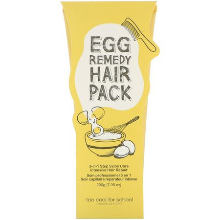 Hårbottenvård, Hår, K-Beauty Hårvård, Hårvård: Too Cool for School, Egg Remedy Hair Pack, 7.05 oz (200 g)