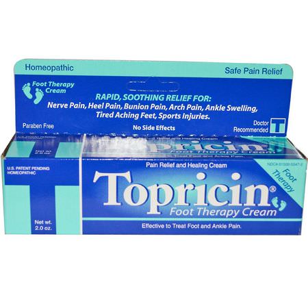 Fotkrämkräm, Fotvård, Bad, Homeopati: Topricin, Foot Therapy Cream, Pain Relief and Healing Cream, 2 oz