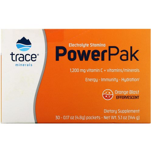 Trace Minerals Research, Electrolyte Stamina, Power Pak, 1200 mg, Orange Blast, 30 Packets, 0.17 oz (4.8 g) Each Review