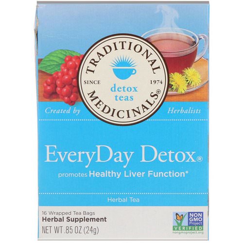 Traditional Medicinals, Detox Teas, EveryDay Detox, 16 Wrapped Tea Bags, .85 oz (24 g) Review