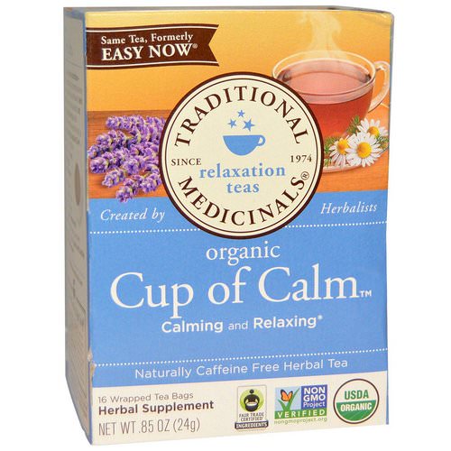 Traditional Medicinals, Herbal Teas, Organic Cup of Calm, Naturally Caffeine Free, 16 Wrapped Tea Bags, 0.85 oz (24 g) Review