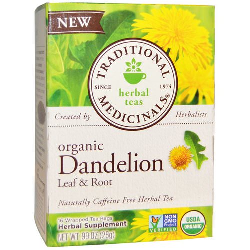 Traditional Medicinals, Herbal Teas, Organic Dandelion Leaf & Root Tea, Naturally Caffeine Free, 16 Wrapped Tea Bags, .99 oz (28 g) Review