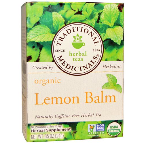 Traditional Medicinals, Herbal Teas, Organic Lemon Balm, Naturally Caffeine Free, 16 Wrapped Tea Bags, .85 oz (24 g) Review