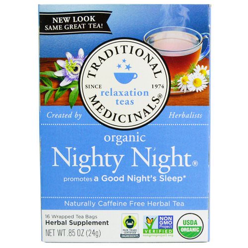 Traditional Medicinals, Relaxation Teas, Organic Nighty Night, Naturally Caffeine Free Herbal Tea, 16 Wrapped Tea Bags, .85 oz (24 g) Review