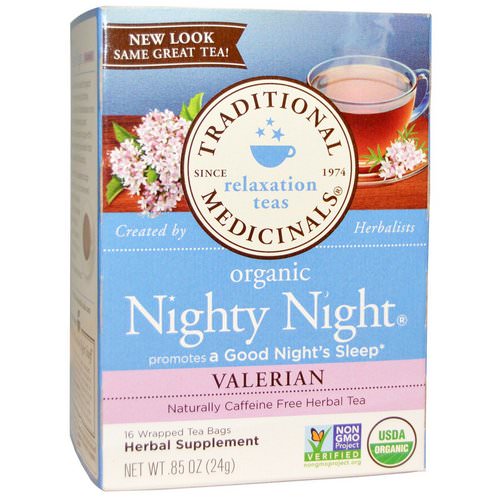Traditional Medicinals, Relaxation Teas, Organic Nighty Night, Naturally Caffeine Free Herbal Tea, Valerian, 16 Wrapped Tea Bags, .85 oz (24 g) Review