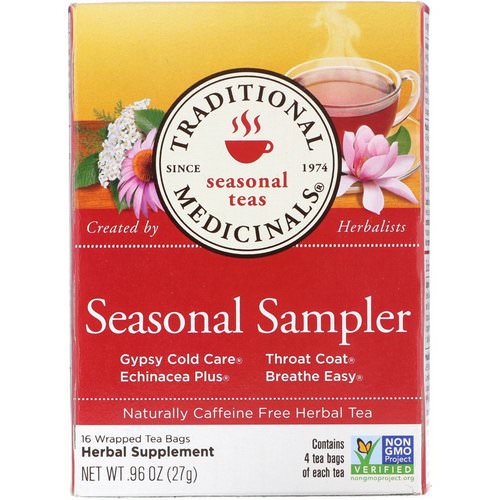 Traditional Medicinals, Seasonal Teas, Seasonal Sampler, Naturally Caffeine Free, 16 Wrapped Tea Bags, .96 oz (27 g) Review