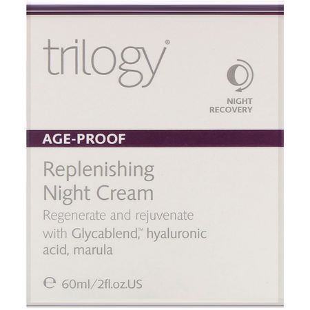 Face Moisturizer, Hudvård: Trilogy, Age-Proof, Replenishing Night Cream, 2 fl oz (60 ml)