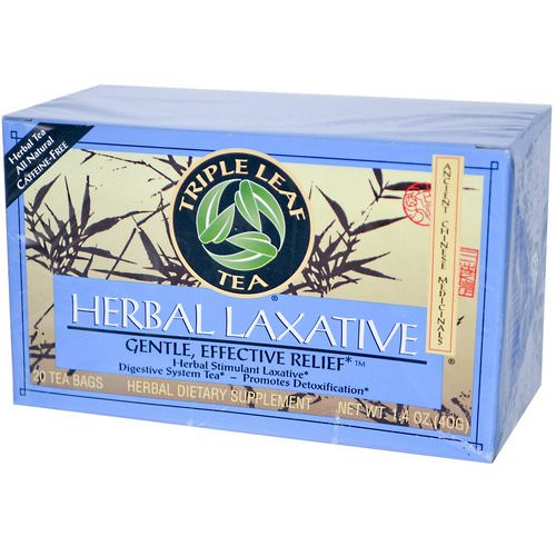 Triple Leaf Tea, Herbal Laxative, 20 Tea Bags, 1.4 oz (40 g) Review