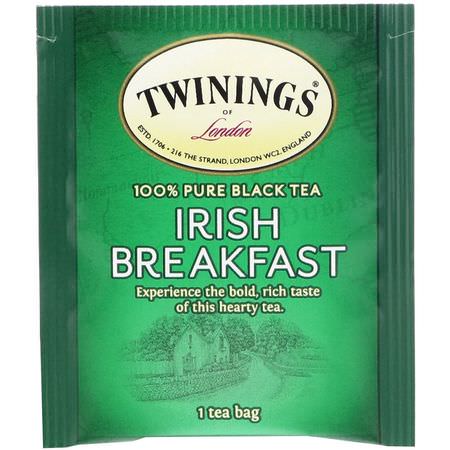 Svart Te: Twinings, 100% Pure Black Tea, Irish Breakfast, 20 Tea Bags, 1.41 oz (40 g)