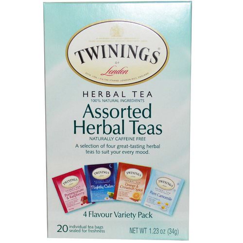 Twinings, Assorted Herbal Teas, Variety Pack, Caffeine Free, 20 Tea Bags, 1.23 oz (34 g) Review