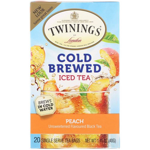 Twinings, Cold Brewed Iced Tea, Peach, 20 Tea Bags, 1.41 oz (40 g) Review