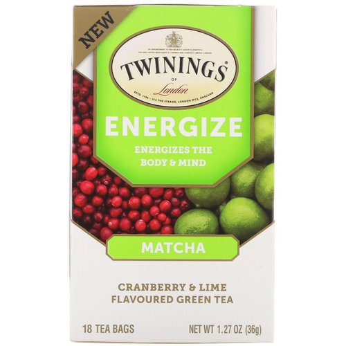 Twinings, Energize Herbal Tea, Matcha, Cranberry & Lime, 18 Tea Bags, 1.27 oz (36 g) Review