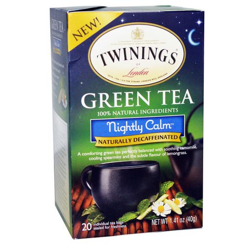 Twinings, Green Tea, Nightly Calm, Naturally Decaffeinated, 20 Tea Bags, 1.41 oz (40 g) Review