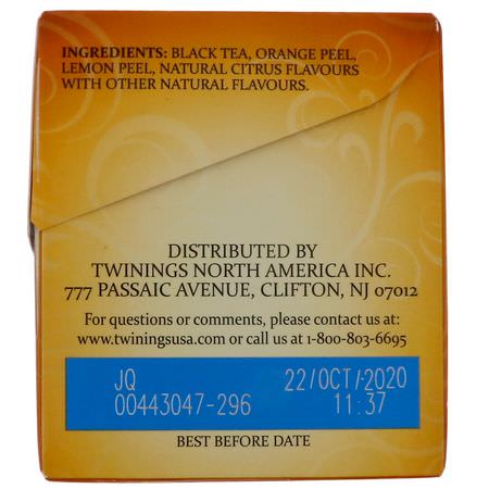 Svart Te: Twinings, Lady Grey Black Tea, 20 Tea Bags, 1.41 oz (40 g)