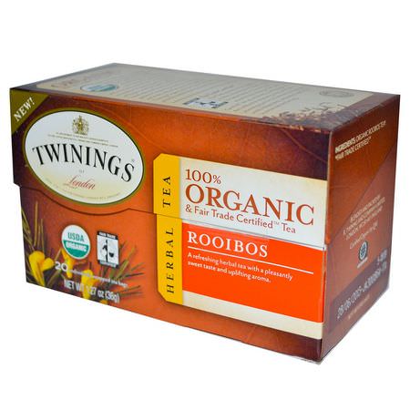 Örtte, Rooibostte: Twinings, Organic Herbal Tea, Rooibos, 20 Tea Bags, 1.27 oz (36 g)