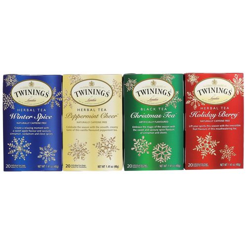 Twinings, Seasonal Tea Variety Pack, Special Edition, Holiday, 4 Boxes, 20 Tea Bags Each Review