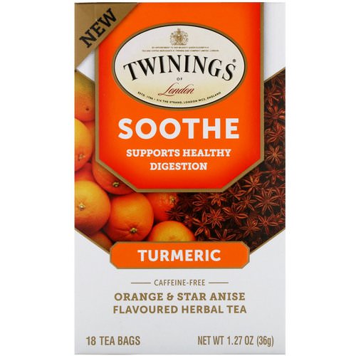 Twinings, Soothe Herbal Tea, Turmeric, Orange and Star Anise, Caffeine Free, 18 Tea Bags, 1.27 oz (36 g) Review