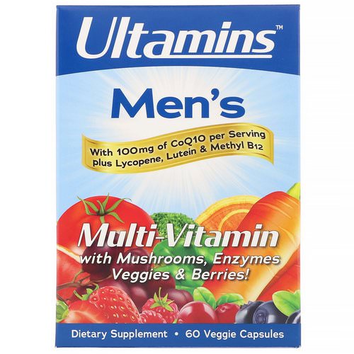 Ultamins, Men's Multi-Vitamin with CoQ10, Mushrooms, Enzymes, Veggies & Berries, 60 Veggie Capsules Review