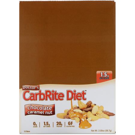 Vassleproteinbarer, Sojaproteinbarer, Proteinbarer, Brownies: Universal Nutrition, Doctor's CarbRite Diet, Chocolate Caramel Nut, 12 Bars, 2.00 oz (56.7 g) Each