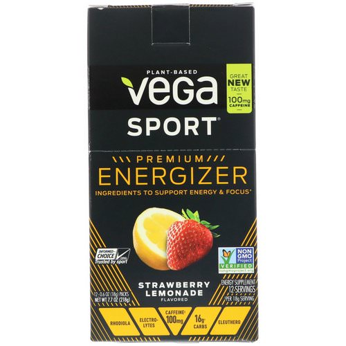 Vega, Energizer, Strawberry Lemonade, 12 Packs, 0.6 oz (18 g) Each, 12 Packs, 0.6 oz (18 g) Each Review