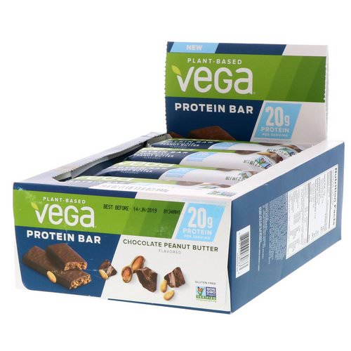 Vega, Protein Bar, Chocolate Peanut Butter, 12 Bars, 2.5 oz (70 g) Each Review