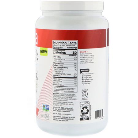 Ärtprotein, Växtbaserat Protein, Sportnäring: Vega, Protein & Energy, Vanilla Bean, 1.87 lbs (850 g)